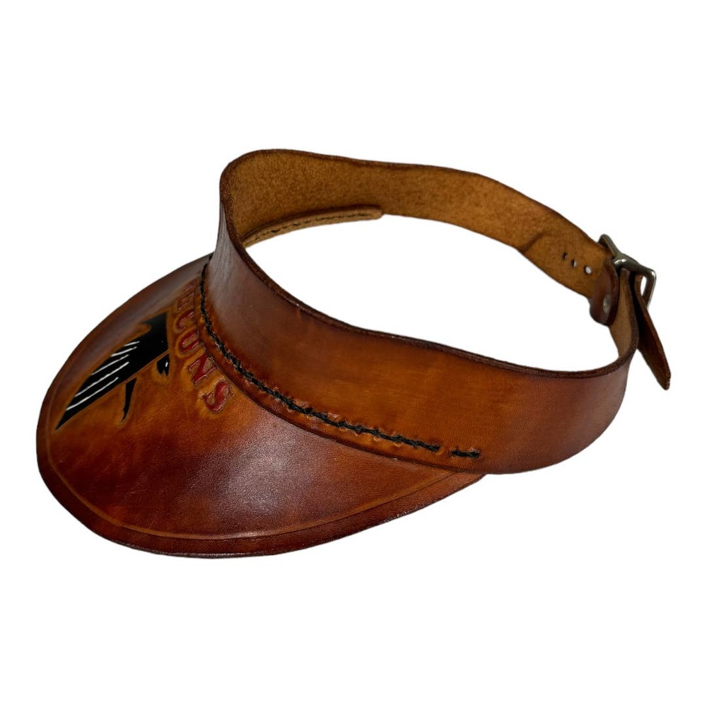 Vintage Tooled Stamped Leather Atlanta Falcons Visor Football NFL Handmade - Picture 3 of 7
